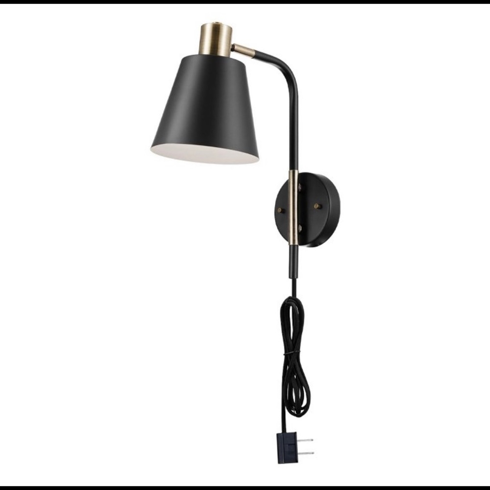 Light Matte Black Plug-In or Hardwire Wall Sconce 
Brand New